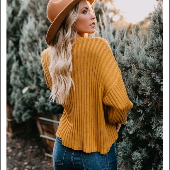 GENA Ribbed Knit Sweater | Mustard | - Picture 3 of 8